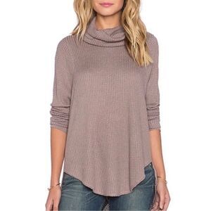 Free People We The Free Kristina Thermal Waffle Knit Top Mushroom Size Small
